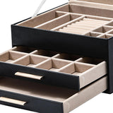 3 Layer Jewelry Box Rings Bracelets Gifts for Women Jewelry Holder Organizer Black