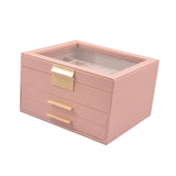 3 Layer Jewelry Box Rings Bracelets Gifts for Women Jewelry Holder Organizer Pink