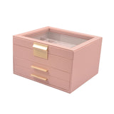 3 Layer Jewelry Box Rings Bracelets Gifts for Women Jewelry Holder Organizer Pink