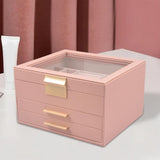 3 Layer Jewelry Box Rings Bracelets Gifts for Women Jewelry Holder Organizer Pink