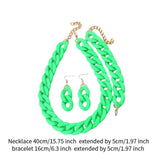 Necklace Bracelet Earrings Set Acrylic Link Chain Matte Chunky Chain Jewelry Green