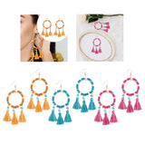 Christmas Tassels Earrings Boho Design Trendy for Travel Banquet Anniversary Orange