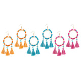 Christmas Tassels Earrings Boho Design Trendy for Travel Banquet Anniversary Orange