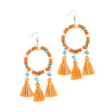 Christmas Tassels Earrings Boho Design Trendy for Travel Banquet Anniversary Orange