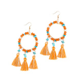 Christmas Tassels Earrings Boho Design Trendy for Travel Banquet Anniversary Orange