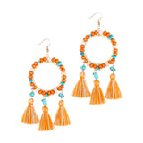 Christmas Tassels Earrings Boho Design Trendy for Travel Banquet Anniversary Orange