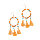 Christmas Tassels Earrings Boho Design Trendy for Travel Banquet Anniversary Orange