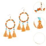 Christmas Tassels Earrings Boho Design Trendy for Travel Banquet Anniversary Orange