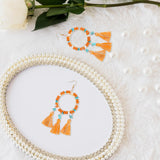 Christmas Tassels Earrings Boho Design Trendy for Travel Banquet Anniversary Orange