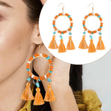 Christmas Tassels Earrings Boho Design Trendy for Travel Banquet Anniversary Orange