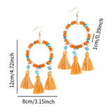 Christmas Tassels Earrings Boho Design Trendy for Travel Banquet Anniversary Orange