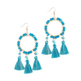 Christmas Tassels Earrings Boho Design Trendy for Travel Banquet Anniversary Blue