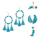 Christmas Tassels Earrings Boho Design Trendy for Travel Banquet Anniversary Blue