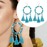 Christmas Tassels Earrings Boho Design Trendy for Travel Banquet Anniversary Blue