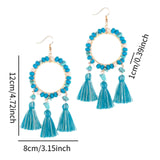 Christmas Tassels Earrings Boho Design Trendy for Travel Banquet Anniversary Blue