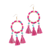 Christmas Tassels Earrings Boho Design Trendy for Travel Banquet Anniversary Rose Pink