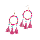 Christmas Tassels Earrings Boho Design Trendy for Travel Banquet Anniversary Rose Pink