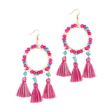 Christmas Tassels Earrings Boho Design Trendy for Travel Banquet Anniversary Rose Pink