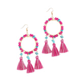 Christmas Tassels Earrings Boho Design Trendy for Travel Banquet Anniversary Rose Pink