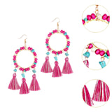 Christmas Tassels Earrings Boho Design Trendy for Travel Banquet Anniversary Rose Pink