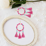 Christmas Tassels Earrings Boho Design Trendy for Travel Banquet Anniversary Rose Pink