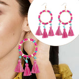 Christmas Tassels Earrings Boho Design Trendy for Travel Banquet Anniversary Rose Pink