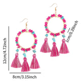 Christmas Tassels Earrings Boho Design Trendy for Travel Banquet Anniversary Rose Pink