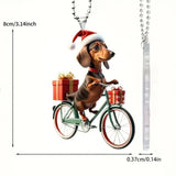 Christmas Dogs Decoration Riding Bicycle Xmas Ornament for Window Party