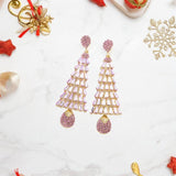 Christmas Tree Earrings Drop Earrings for Valentines Day Decor Festival Xmas Pink