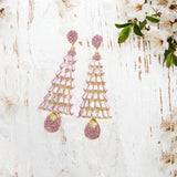 Christmas Tree Earrings Drop Earrings for Valentines Day Decor Festival Xmas Pink