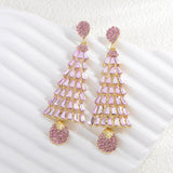 Christmas Tree Earrings Drop Earrings for Valentines Day Decor Festival Xmas Pink