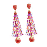 Christmas Tree Earrings Drop Earrings for Valentines Day Decor Festival Xmas Red