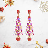 Christmas Tree Earrings Drop Earrings for Valentines Day Decor Festival Xmas Red