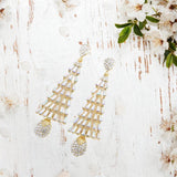 Christmas Tree Earrings Drop Earrings for Valentines Day Decor Festival Xmas White