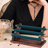 Maxbell Rings Display Stand Jewelry Organizer for Dressing Table Countertop Tabletop Green 22x10.5x9.5cm