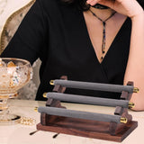 Maxbell Rings Display Stand Jewelry Organizer for Dressing Table Countertop Tabletop Gray 22x10.5x9.5cm