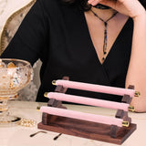 Maxbell Rings Display Stand Jewelry Organizer for Dressing Table Countertop Tabletop Pink 22x10.5x9.5cm