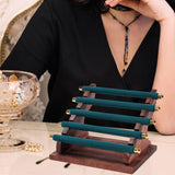 Maxbell Rings Display Stand Jewelry Organizer for Dressing Table Countertop Tabletop Green 22x16.5x15.5cm