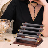 Maxbell Rings Display Stand Jewelry Organizer for Dressing Table Countertop Tabletop Gray 22x16.5x15.5cm