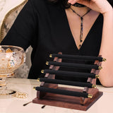 Maxbell Rings Display Stand Jewelry Organizer for Dressing Table Countertop Tabletop Black 22x16.5x15.5cm