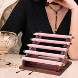 Maxbell Rings Display Stand Jewelry Organizer for Dressing Table Countertop Tabletop Pink 22x16.5x15.5cm