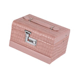 Maxbell Jewelry Box for Women for Travel Rings Watches with Lid Jewelry Display Case Pink