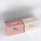 Maxbell Jewelry Box for Women for Travel Rings Watches with Lid Jewelry Display Case Pink
