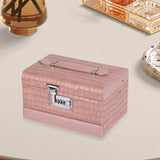 Maxbell Jewelry Box for Women for Travel Rings Watches with Lid Jewelry Display Case Pink