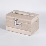 Maxbell Jewelry Box for Women for Travel Rings Watches with Lid Jewelry Display Case Beige