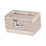 Maxbell Jewelry Box for Women for Travel Rings Watches with Lid Jewelry Display Case Beige