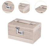 Maxbell Jewelry Box for Women for Travel Rings Watches with Lid Jewelry Display Case Beige