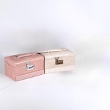 Maxbell Jewelry Box for Women for Travel Rings Watches with Lid Jewelry Display Case Beige
