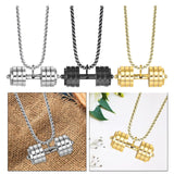 Maxbell Dumbbell Pendant for Men Decor Sport Creative Necklace for Holiday Party Men Silver