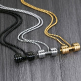 Maxbell Dumbbell Pendant for Men Decor Sport Creative Necklace for Holiday Party Men Silver
